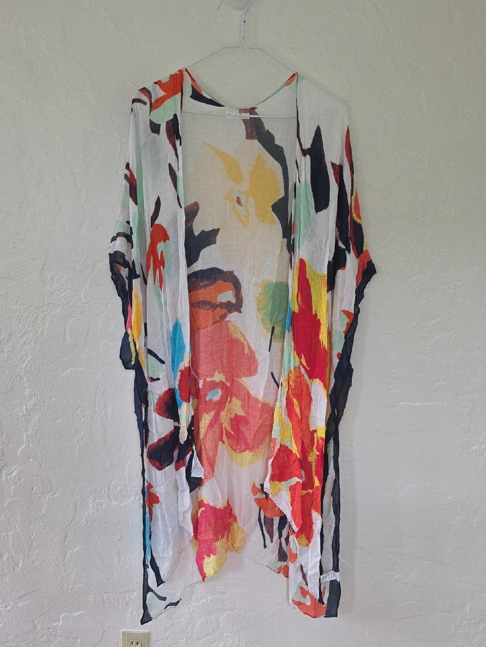 Floral Cover-Up in White with Multicolor Blooms